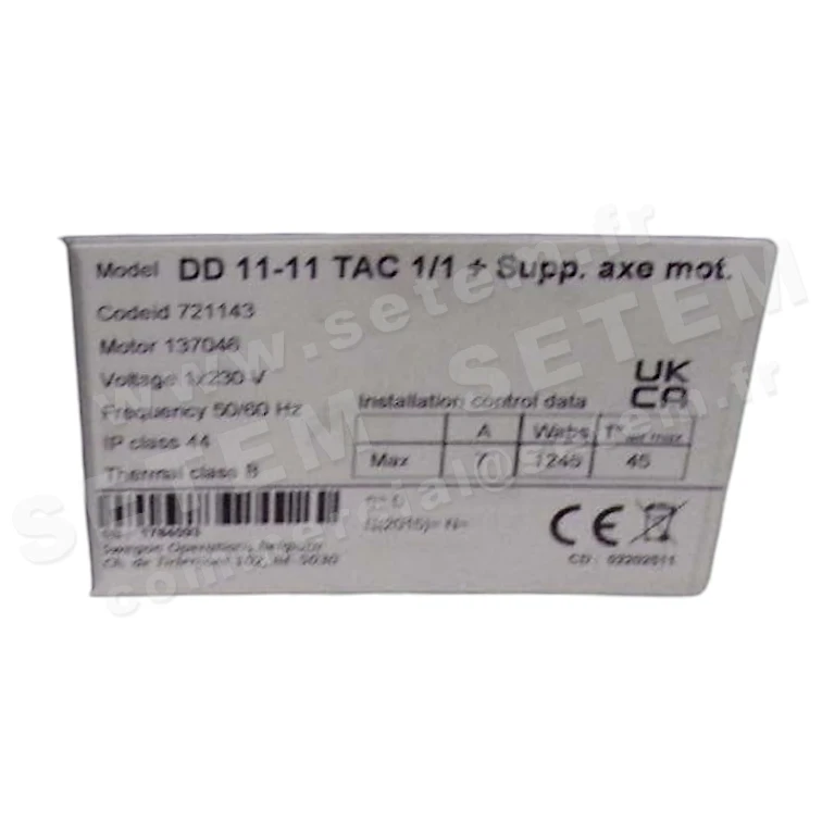 6215500042-VENTILATEUR SWEGON DD11-11TAC1/1 137046 +BR +SUPPORT AXE MOTEUR *721143* 2