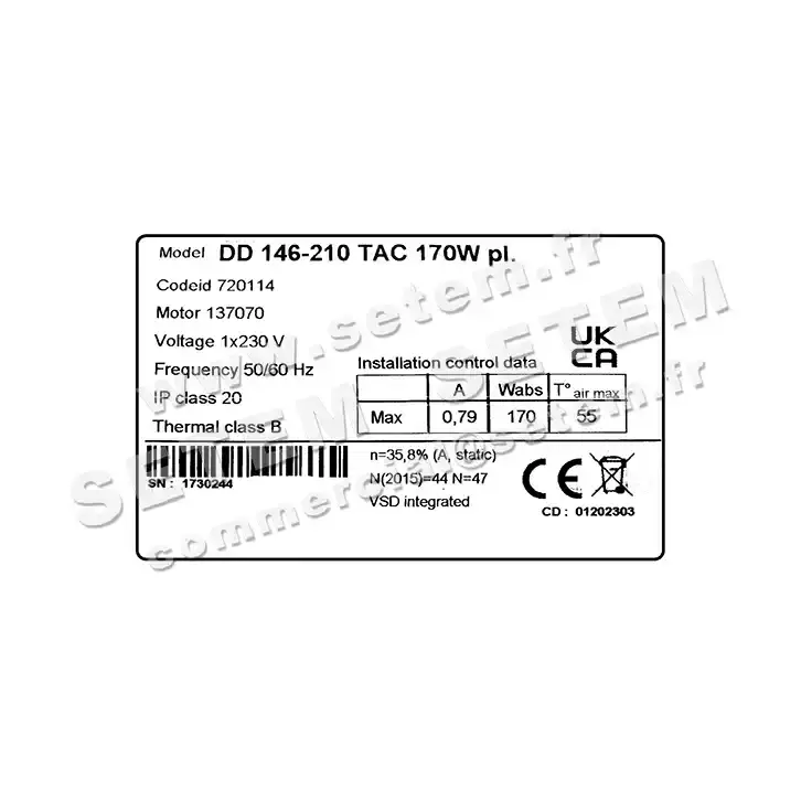 6215508529-VENTILATEUR SWEGON DD146.210TAC 137070 *720114* 4