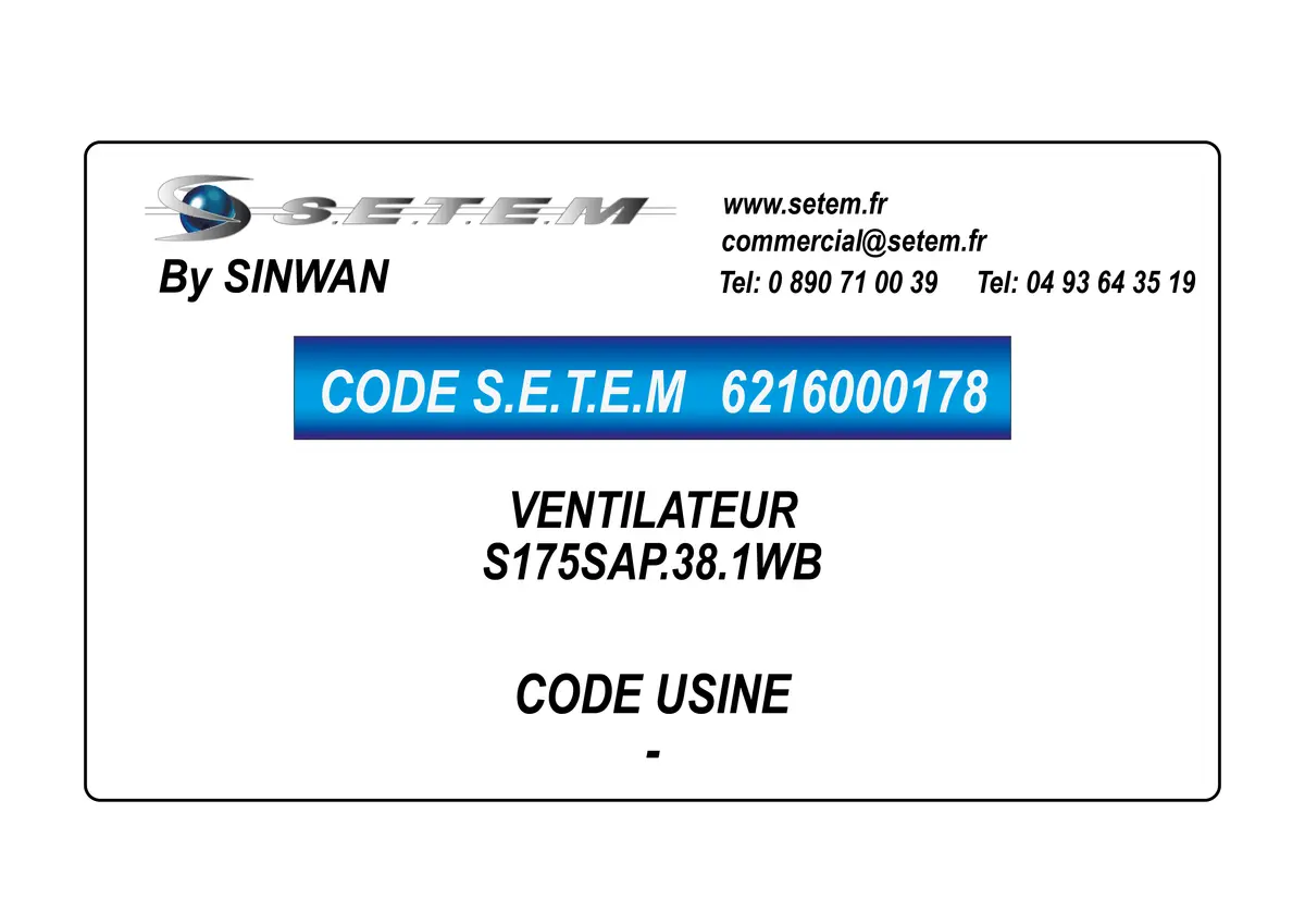 6216000178-VENTILATEUR SINWAN S175SAP.38.1WB
