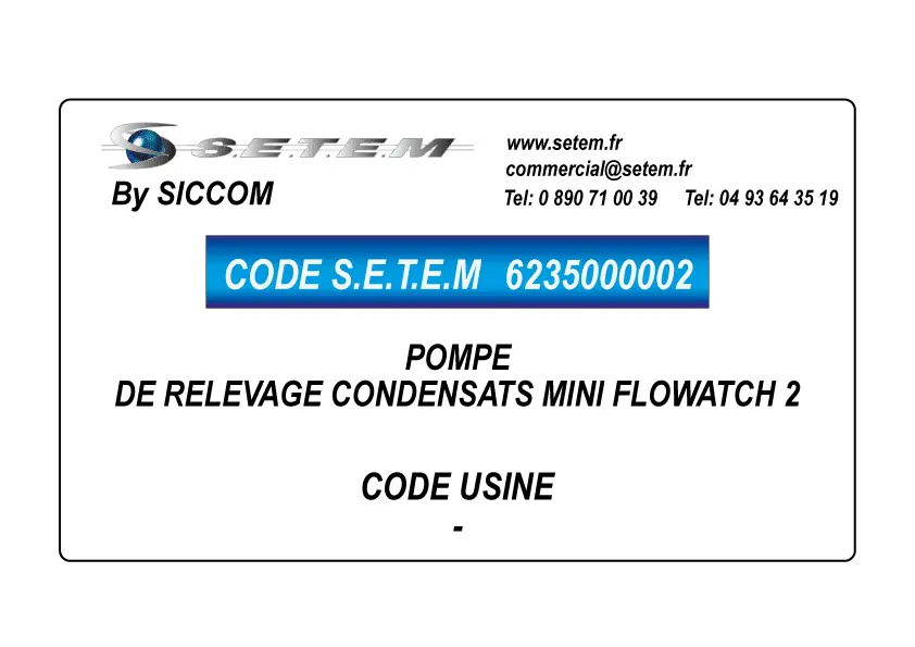6235000002-POMPE SICCOM DE RELEVAGE CONDENSATS MINI FLOWATCH 2