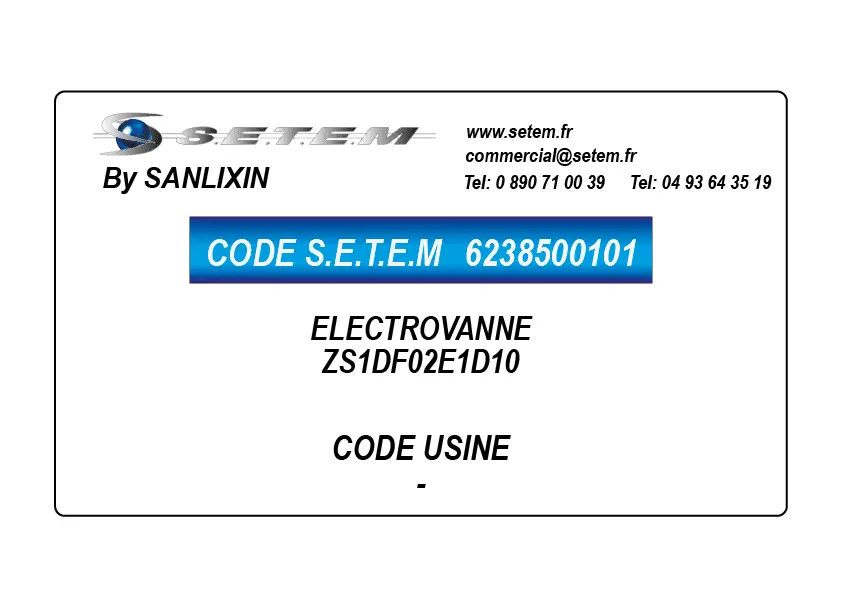 6238500101-ELECTROVANNE SANLIXIN ZS1DF02E1D10