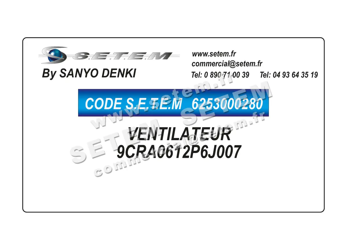 6253000280-VENTILATEUR SANYODENKI 9CRA0612P6J007