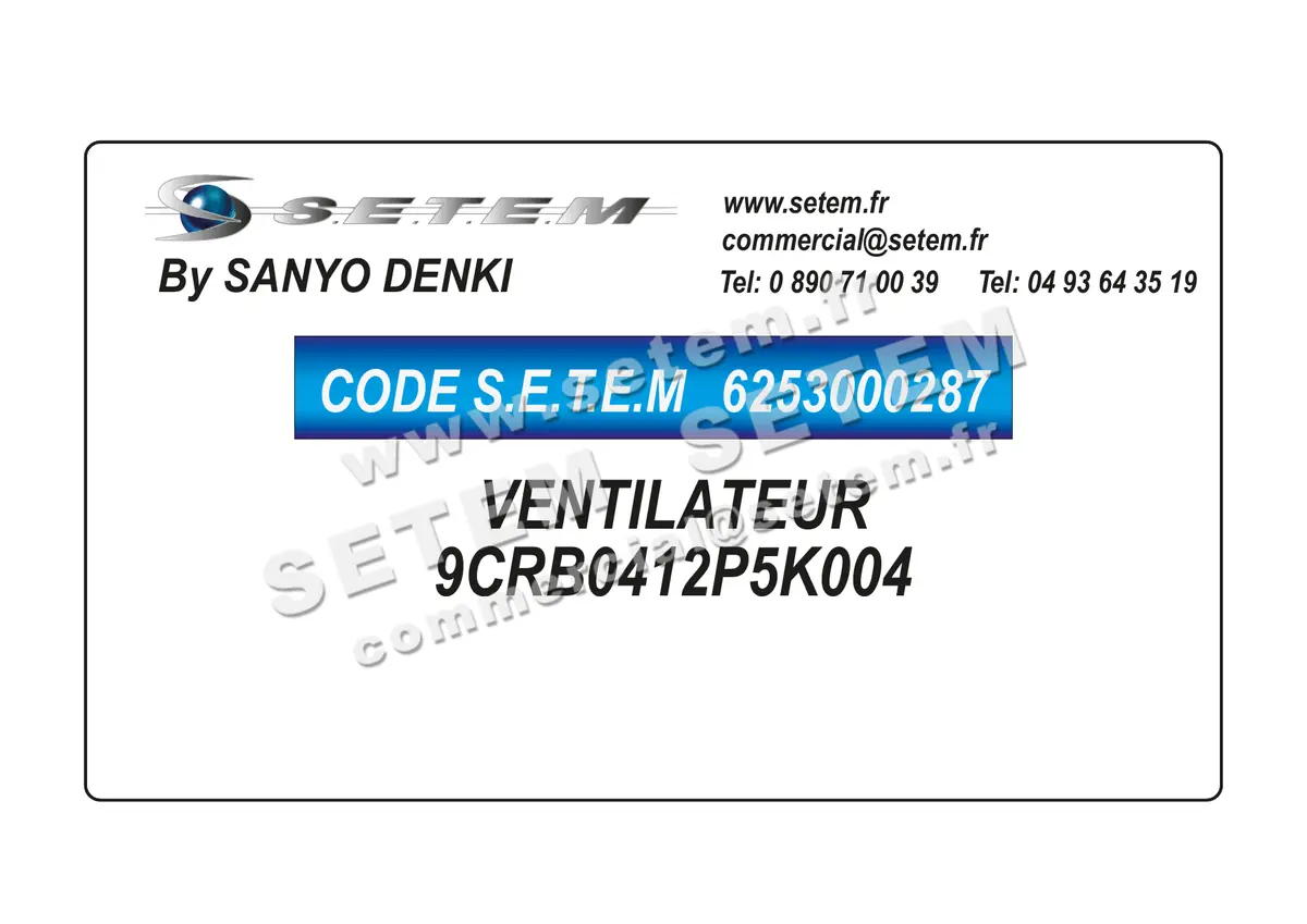 6253000287-VENTILATEUR SANYODENKI 9CRB0412P5K004