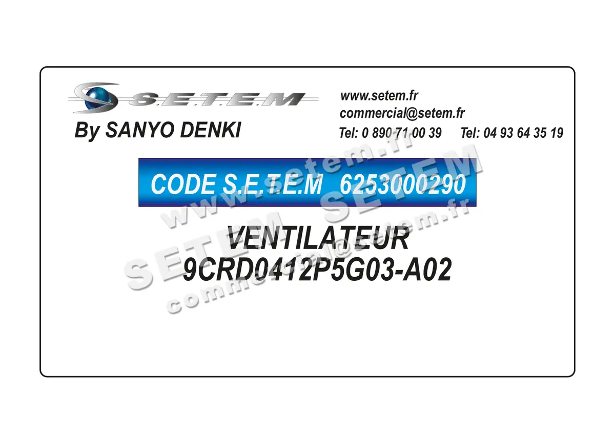 6253000290-VENTILATEUR SANYODENKI 9CRD0412P5G03-A02