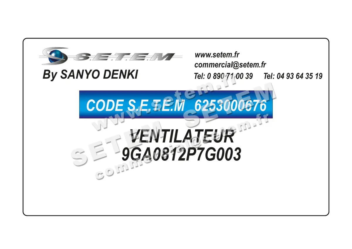 6253000676-VENTILATEUR SANYODENKI 9GA0812P7G003