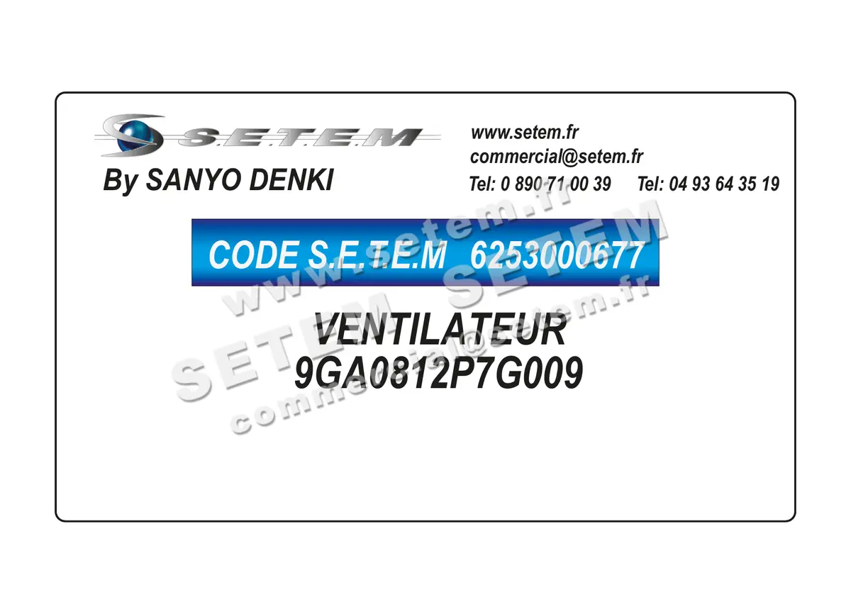 6253000677-VENTILATEUR SANYODENKI 9GA0812P7G009