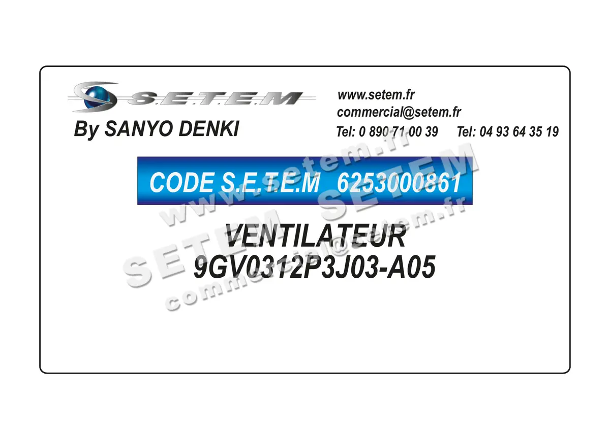 6253000861-VENTILATEUR SANYODENKI 9GV0312P3J03-A05