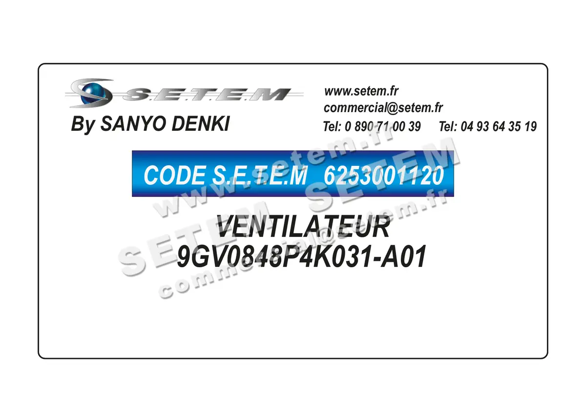 6253001120-VENTILATEUR SANYODENKI 9GV0848P4K031-A01