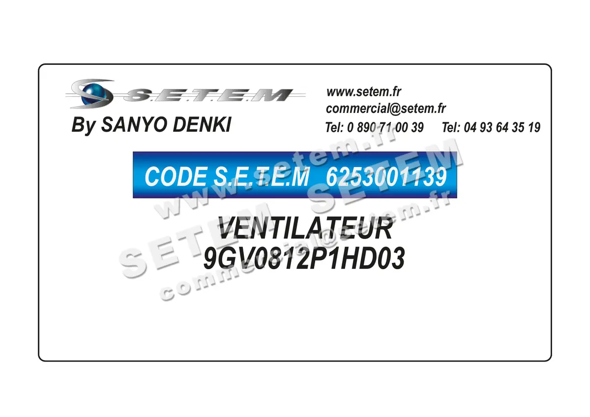6253001139-VENTILATEUR SANYODENKI 9GV0812P1HD03