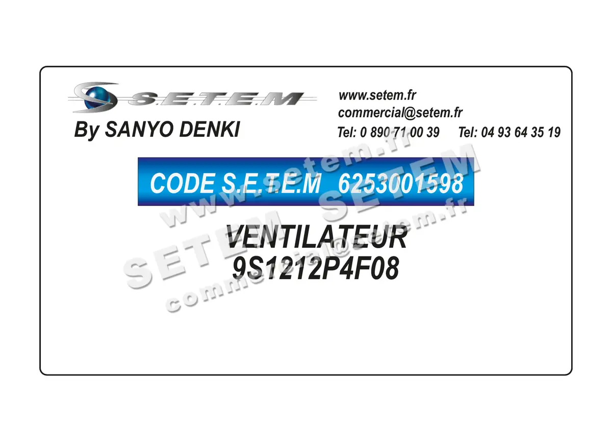 6253001598-VENTILATEUR SANYODENKI 9S1212P4F08