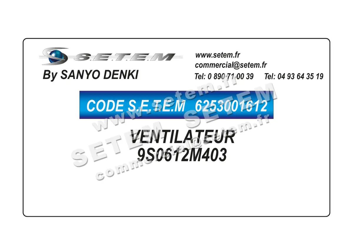 6253001612-VENTILATEUR SANYODENKI 9S0612M403