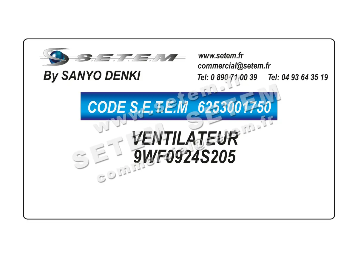 6253001750-VENTILATEUR SANYODENKI 9WF0924S205