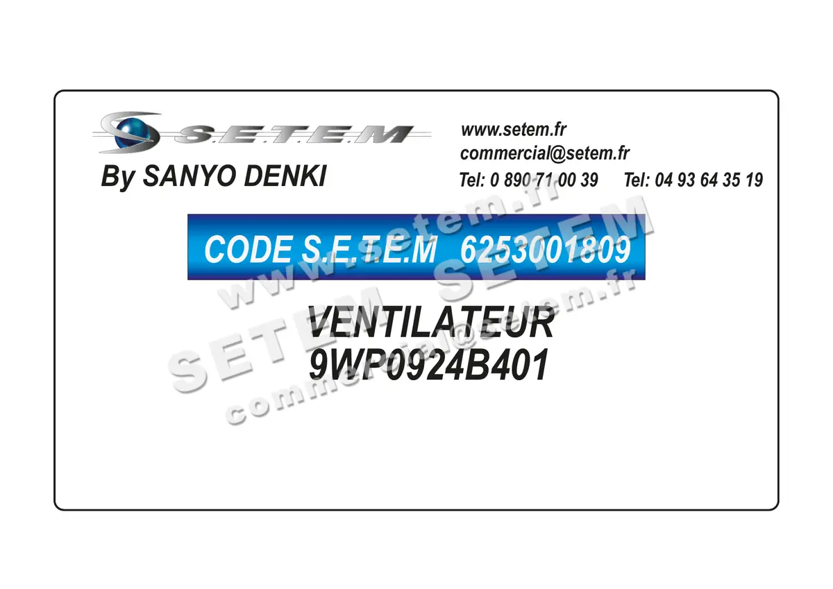 6253001809-VENTILATEUR SANYODENKI 9WP0924B401