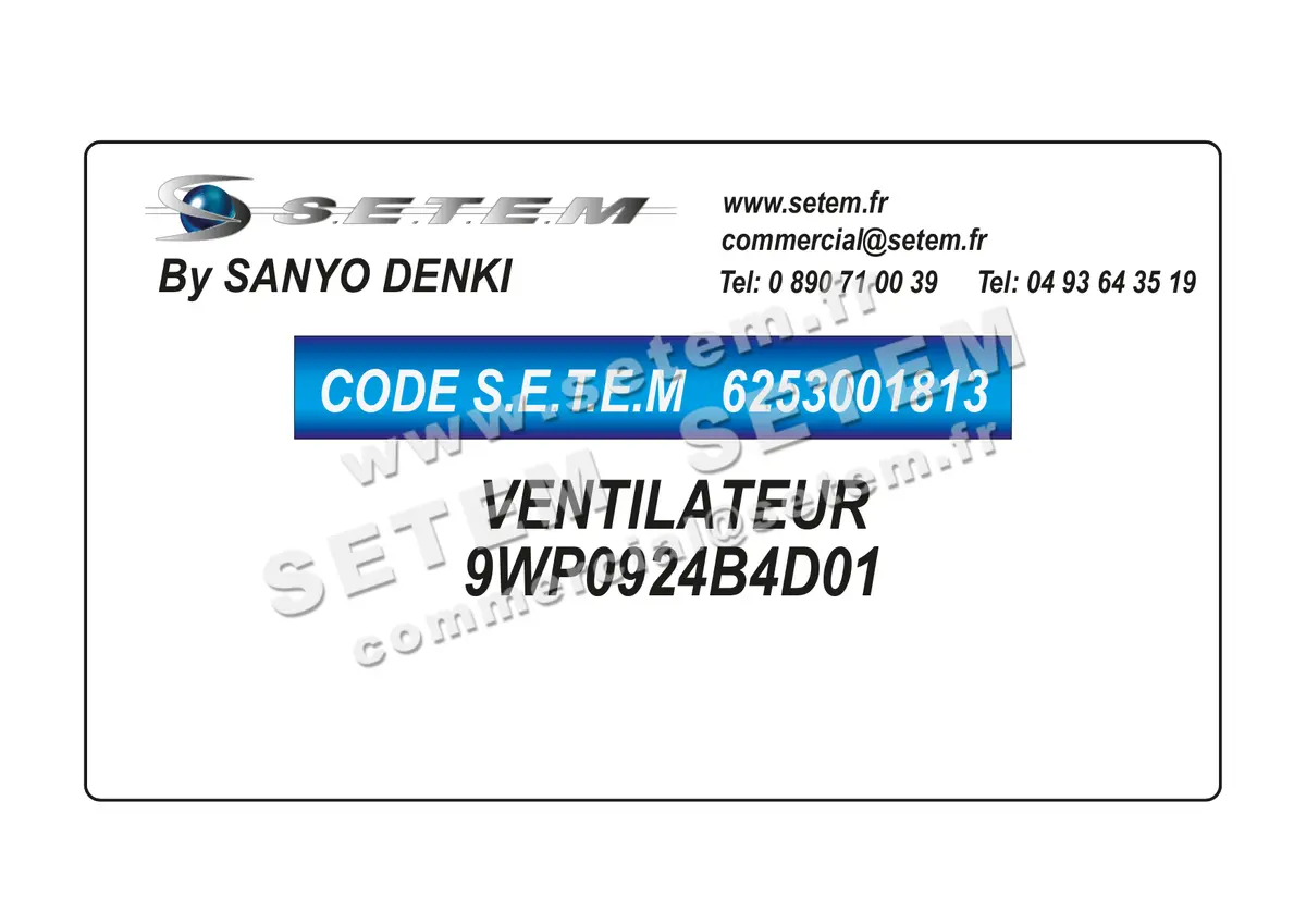 6253001813-VENTILATEUR SANYODENKI 9WP0924B4D01