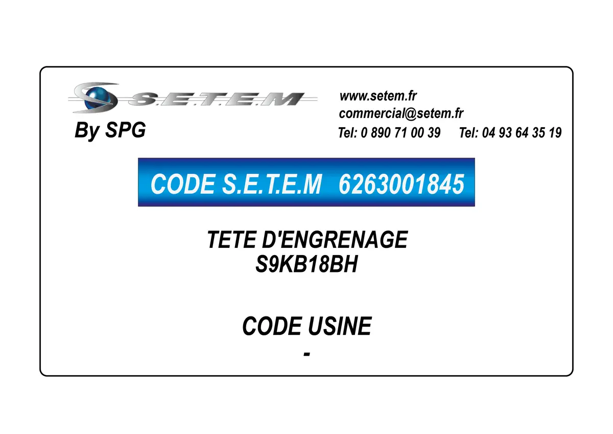 6263001845-TETE D'ENGRENAGE SPG S9KB18BH 2