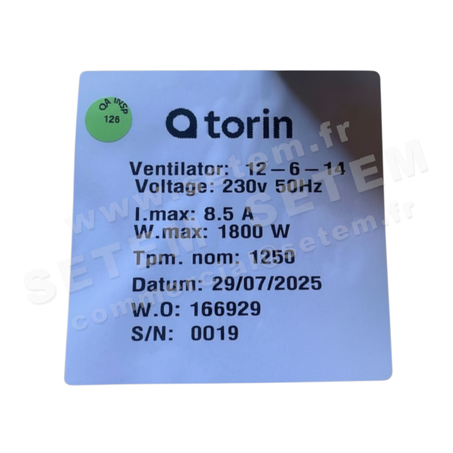 6345000979-VENTILATEUR TORIN DSC321-152 550W 4P M230V 1V B004802 "0800148" *AU080979* 2