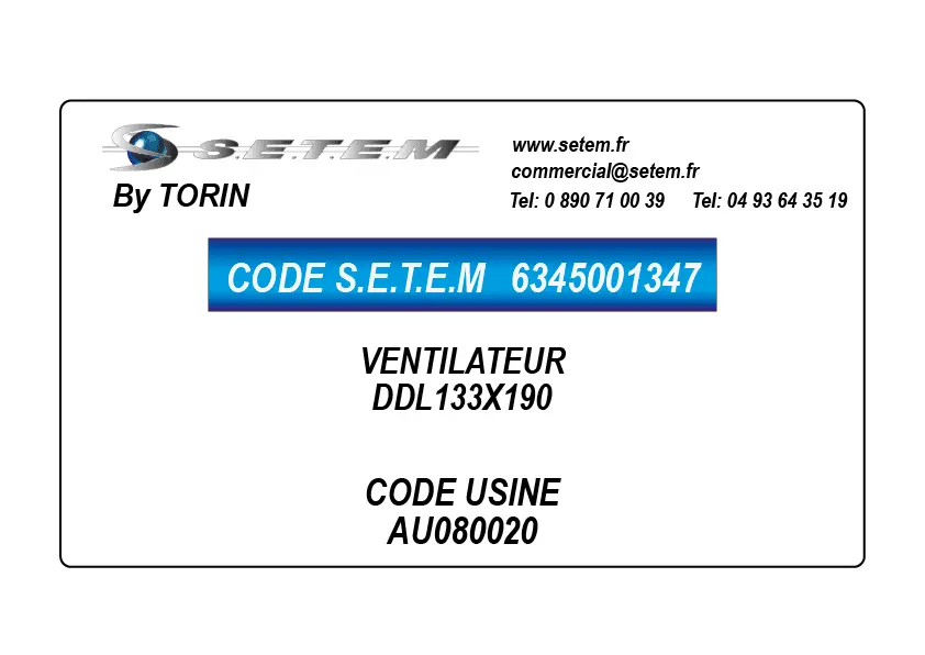 6345001347-VENTILATEUR TORIN DDL133X190 *AU080020*