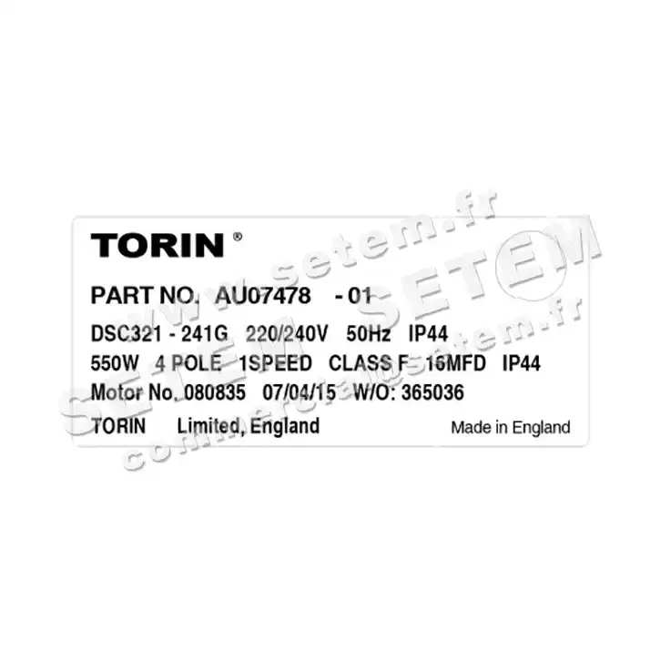 6345002012-VENTILATEUR TORIN DSC321.114 080835 "11058811" *AU076478.01* 2