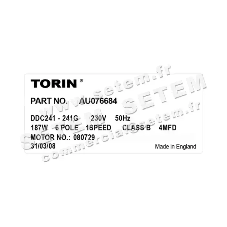 6345002149-VENTILATEUR TORIN DDC241.241 080729 "11057878" *AU076684* 4