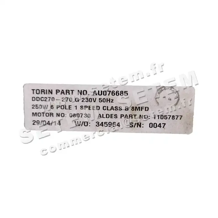 6345003695-VENTILATEUR TORIN DDC270.270G 080730 "11057877" *AU076685* 3