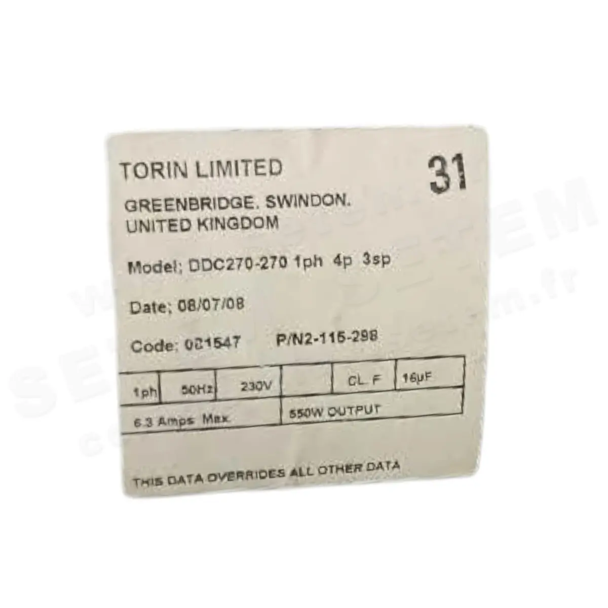 6345005874-VENTILATEUR TORIN DDC270-270 550W 4P M230V 3V *81547*