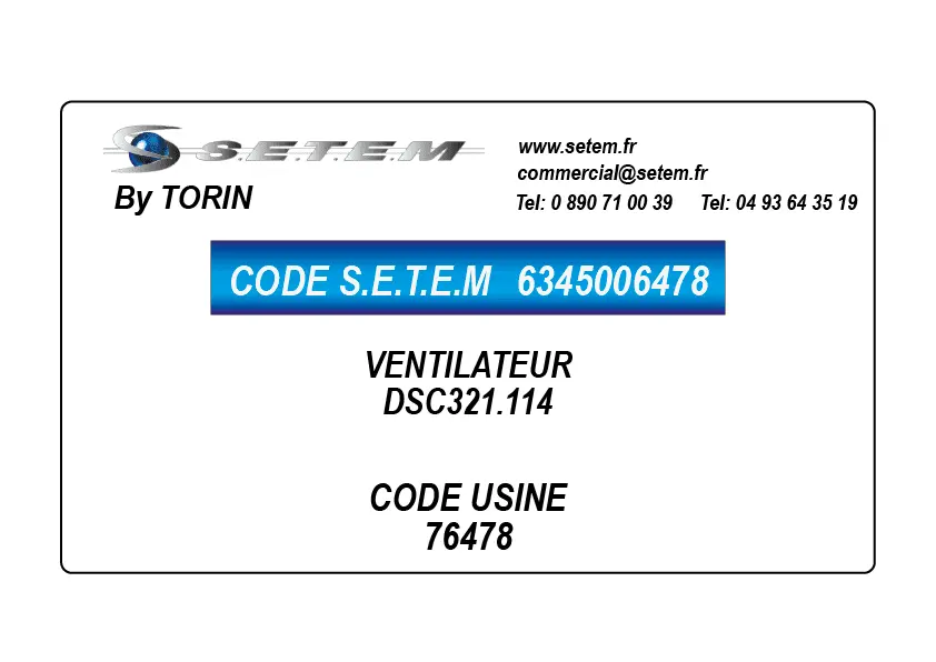 6345006478-VENTILATEUR TORIN DSC321.114 *76478*