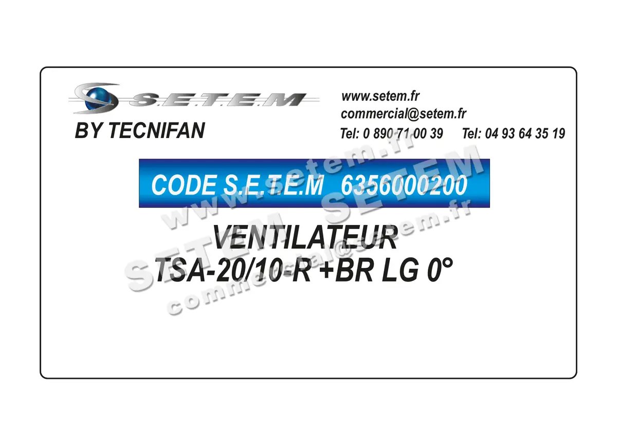 6356000200-VENTILATEUR TECNIFAN TSA-20/10-R +BR LG 0°