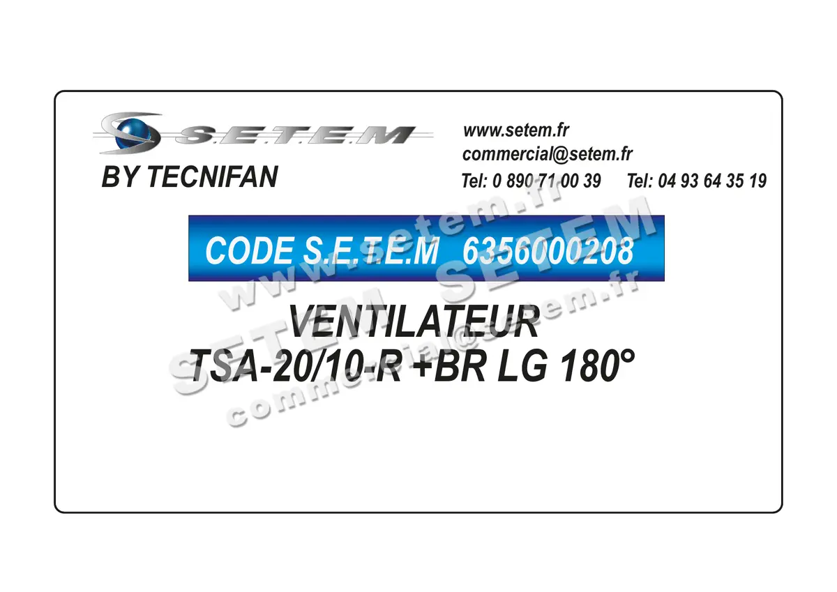 6356000208-VENTILATEUR TECNIFAN TSA-20/10-R +BR LG 180°