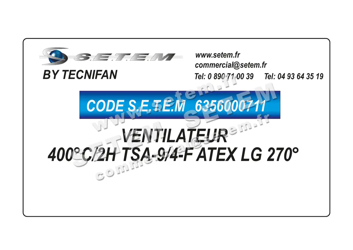 6356000711-VENTILATEUR TECNIFAN 400°C/2H TSA-9/4-F ATEX LG 270°