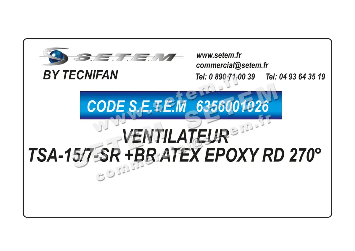 6356001026-VENTILATEUR TECNIFAN TSA-15/7-SR +BR ATEX EPOXY RD 270°
