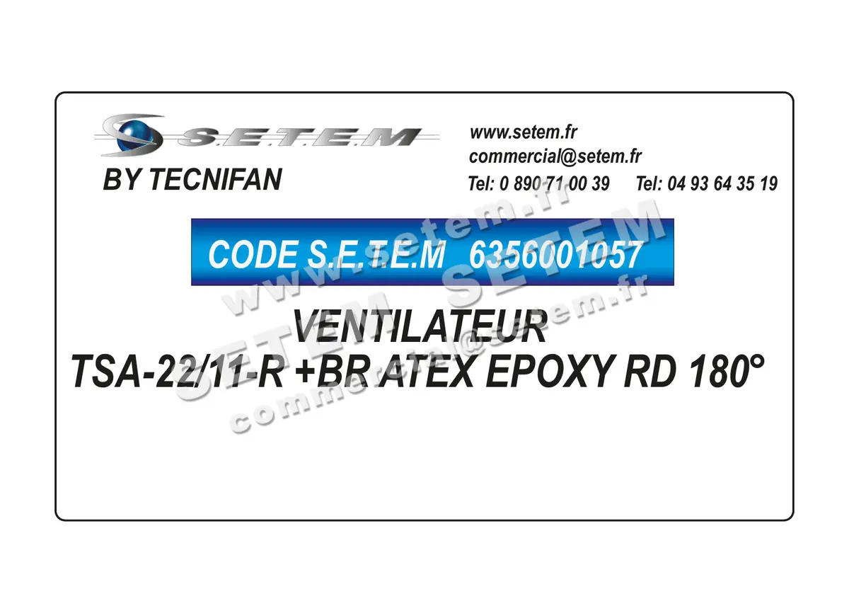 6356001057-VENTILATEUR TECNIFAN TSA-22/11-R +BR ATEX EPOXY RD 180°