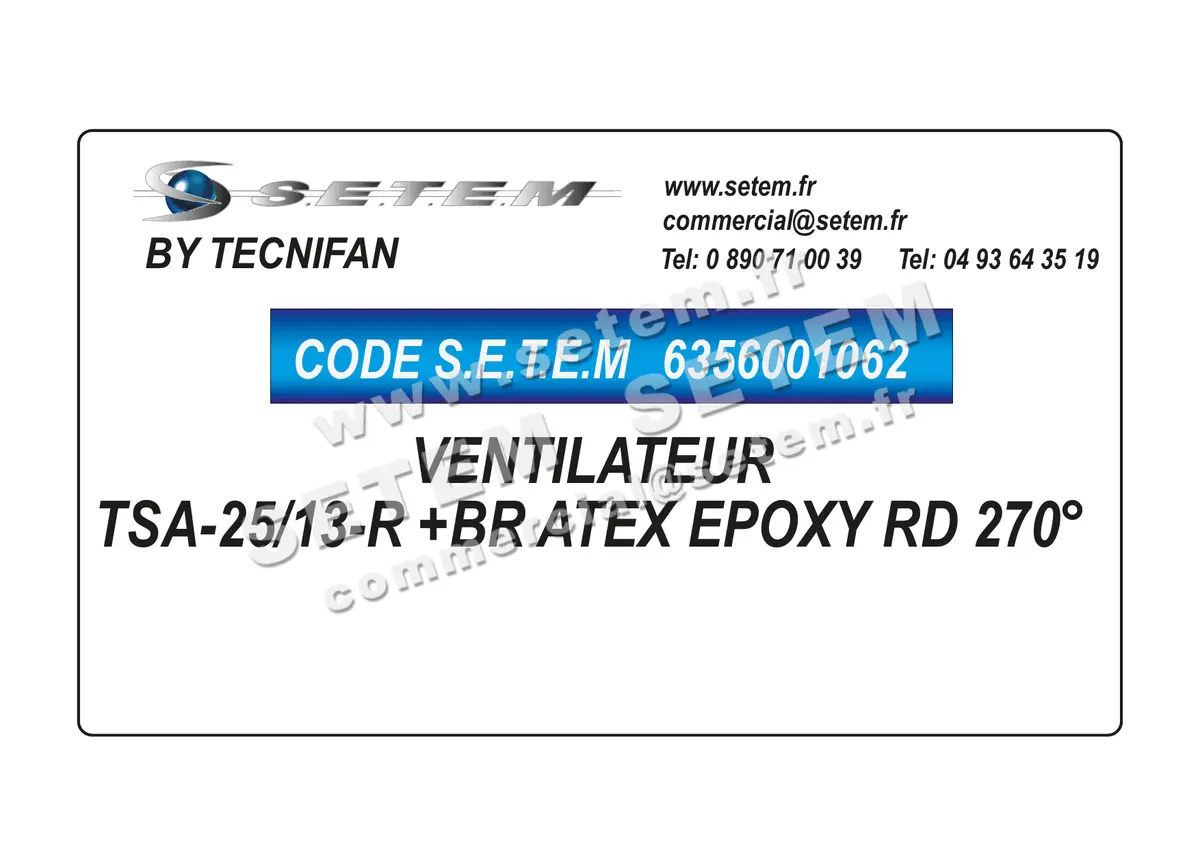 6356001062-VENTILATEUR TECNIFAN TSA-25/13-R +BR ATEX EPOXY RD 270°