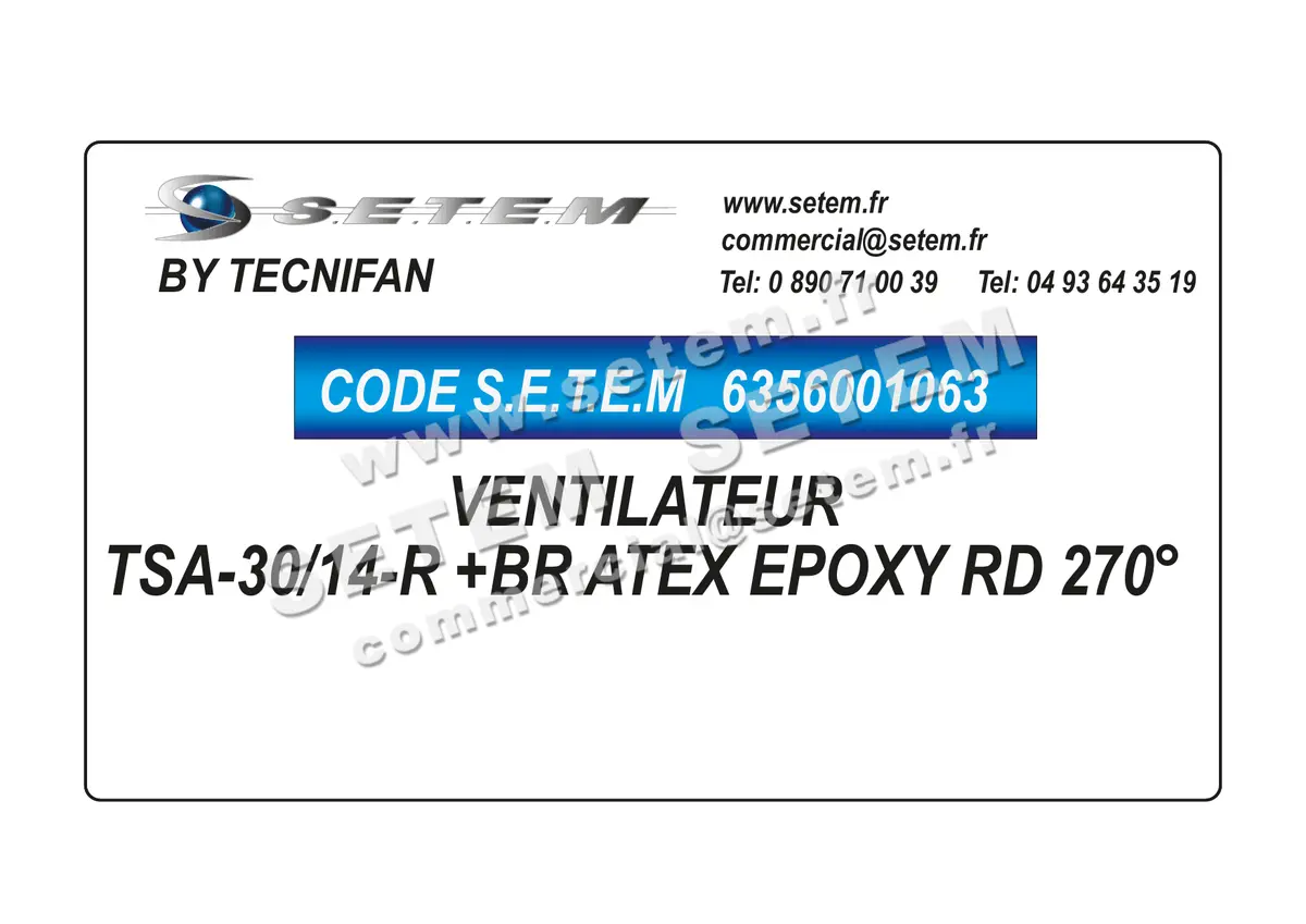 6356001063-VENTILATEUR TECNIFAN TSA-30/14-R +BR ATEX EPOXY RD 270°