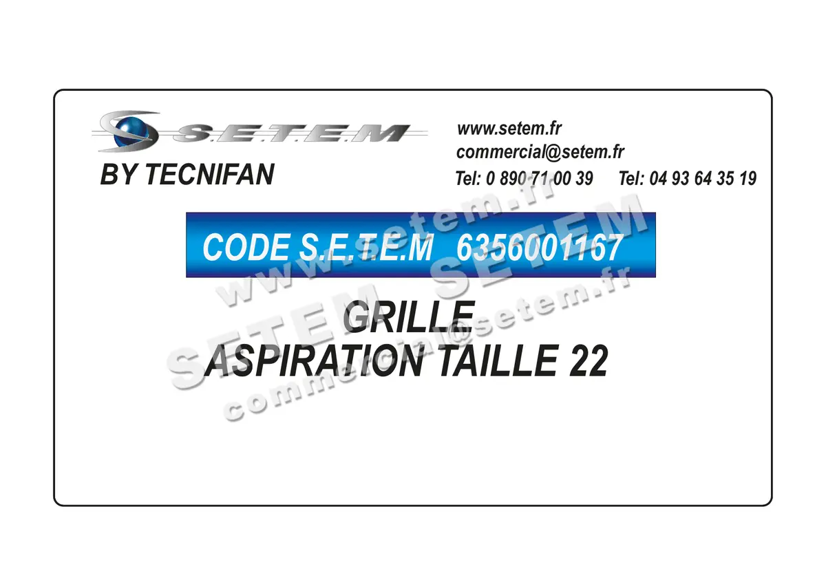6356001167-GRILLE TECNIFAN ASPIRATION TAILLE 22