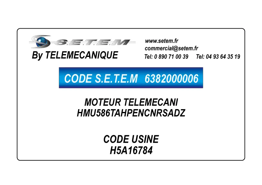 6382000006-MOTEUR TELEMECANI HMU586TAHPENCNRSADZ "7004577" *H5A16784*