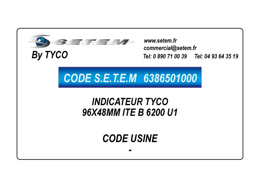 6386501000-INDICATEUR 96X48MM ITE B 6200 U1 TYCO