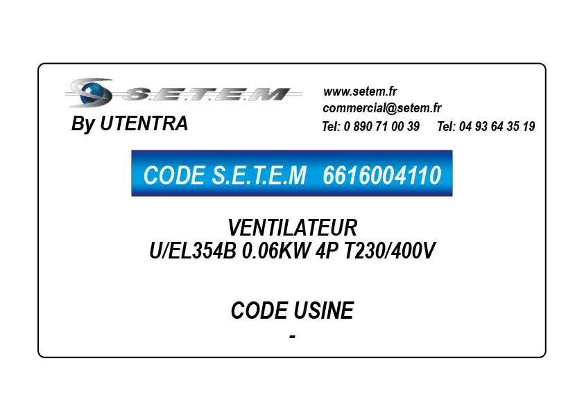 6616004110-VENTILATEUR UTENTRA U/EL354B 0.06KW 4P T230/400V