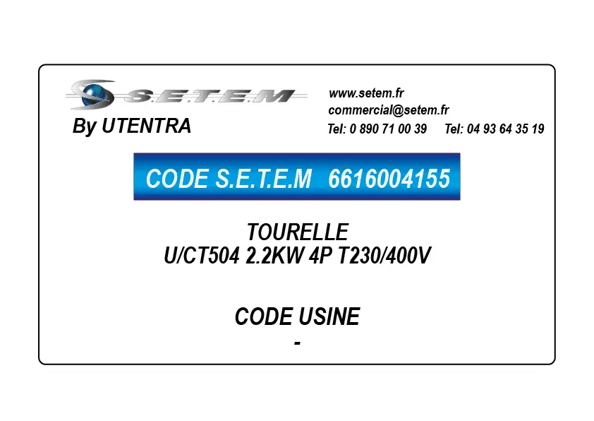 6616004155-TOURELLE UTENTRA U/CT504 2.2KW 4P T230/400V