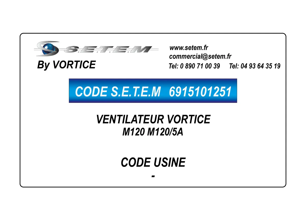 6915101251-VENTILATEUR VORTICE M120 M120/5