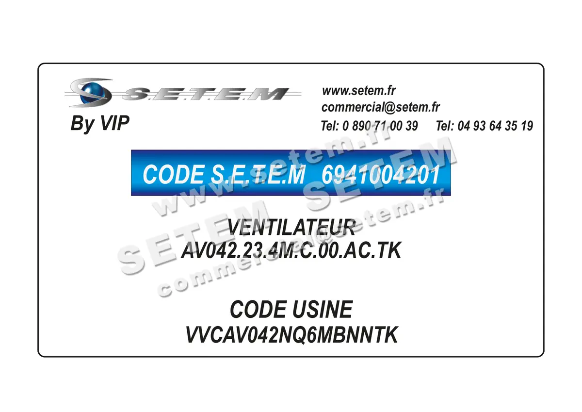 6941004201-VENTILATEUR VIP AV042.23.4M.C.00.AC.TK *VVCAV042NQ6MBNNTK*