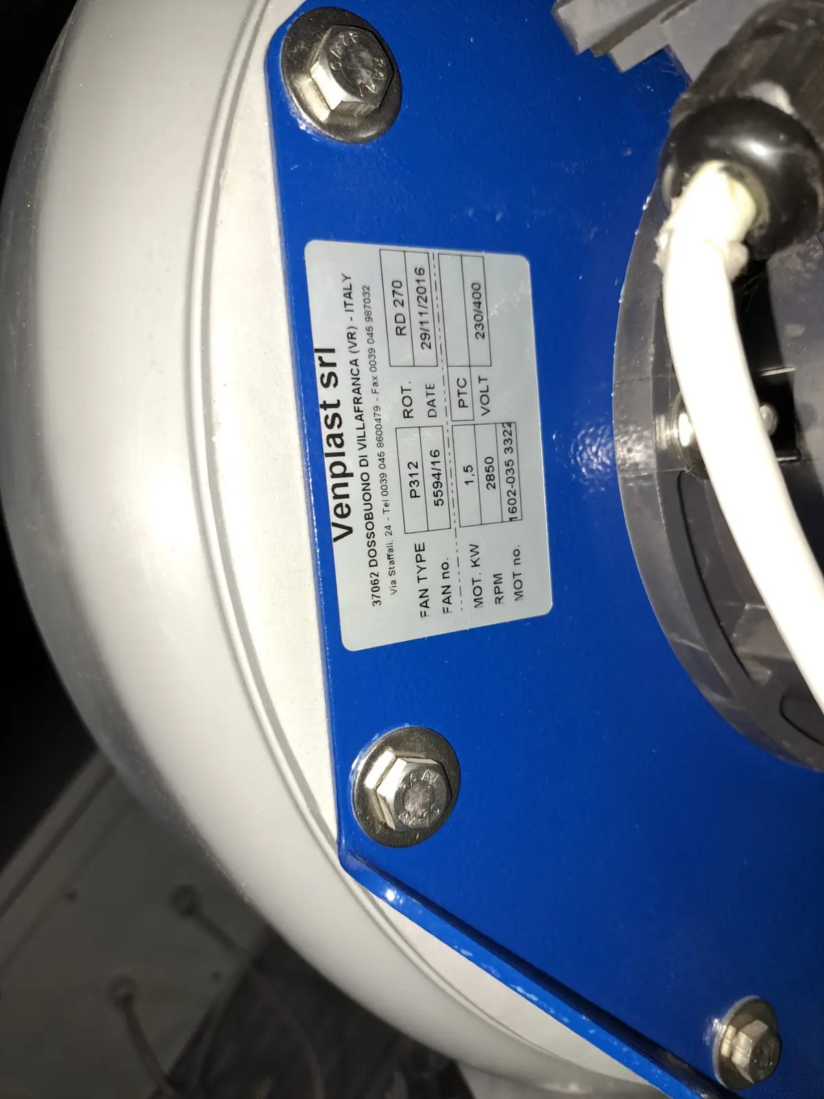 6947001246-VENTILATEUR VENPLAST P312 RD 270° 1.50KW 2P T230/400V 2