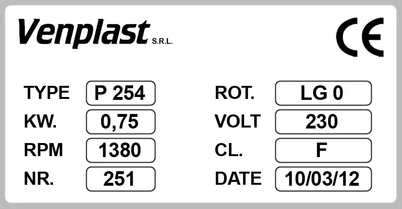 6947001253-VENTILATEUR VENPLAST P254 LG 0° 0.12KW 4P M230V 2