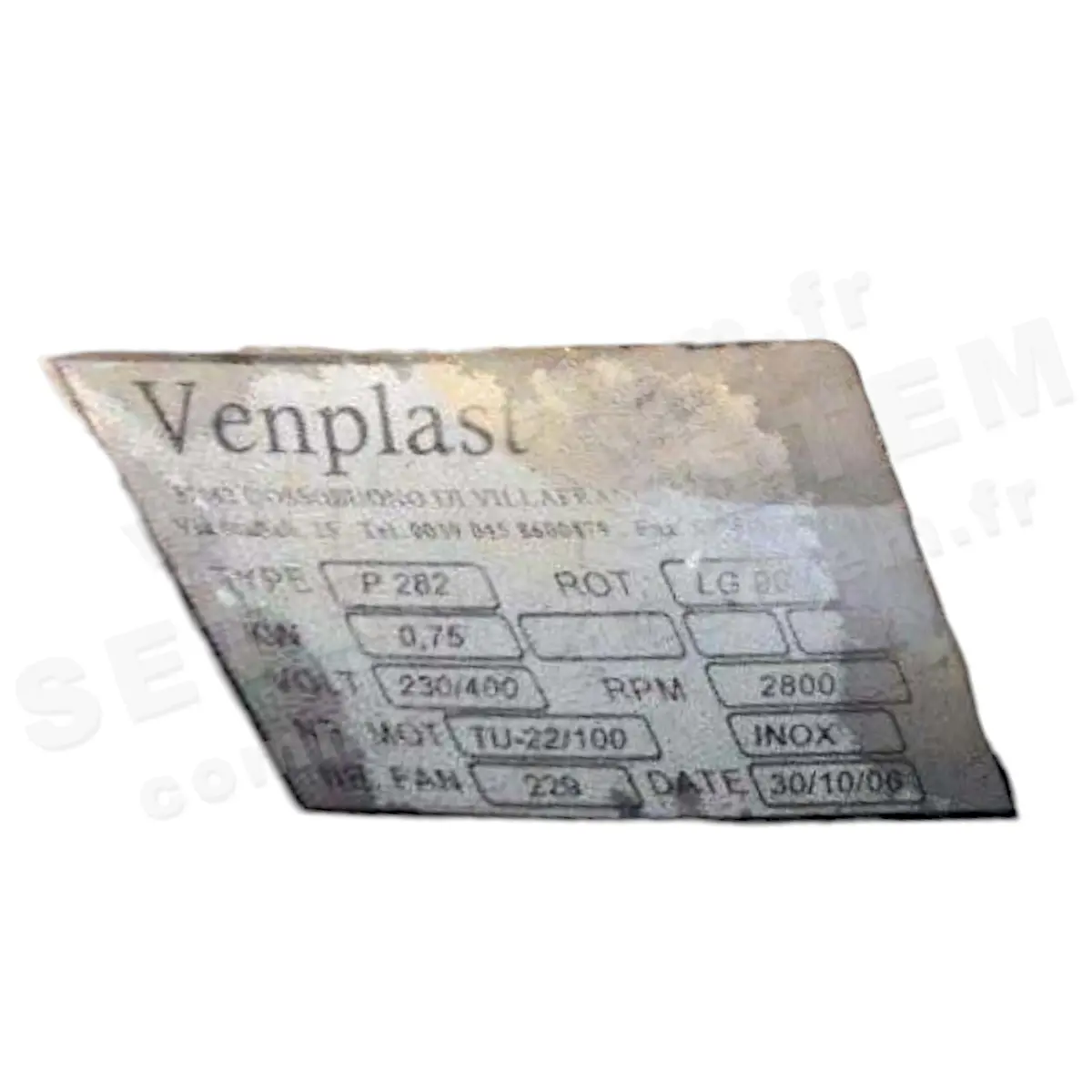 6947001257-VENTILATEUR VENPLAST P282 0.75KW 2P T230/400V LG 90°