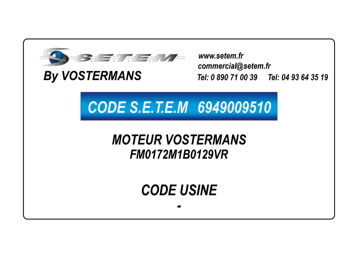 6949009510-MOTEUR VOSTERMANS FM0172M1B0129VR