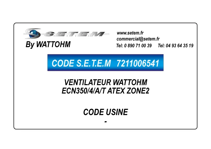 7211006541-VENTILATEUR WATTOHM ECN350/4/A/T ATEX ZONE2