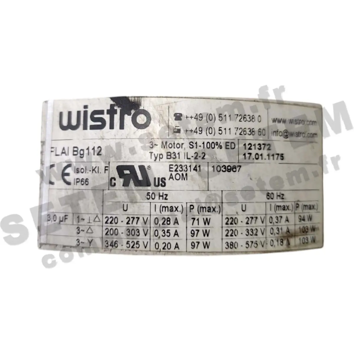 7236000084-VENTILATION FORCEE WISTRO FLAIBG112 B31IL-2-2 *17.01.1175*