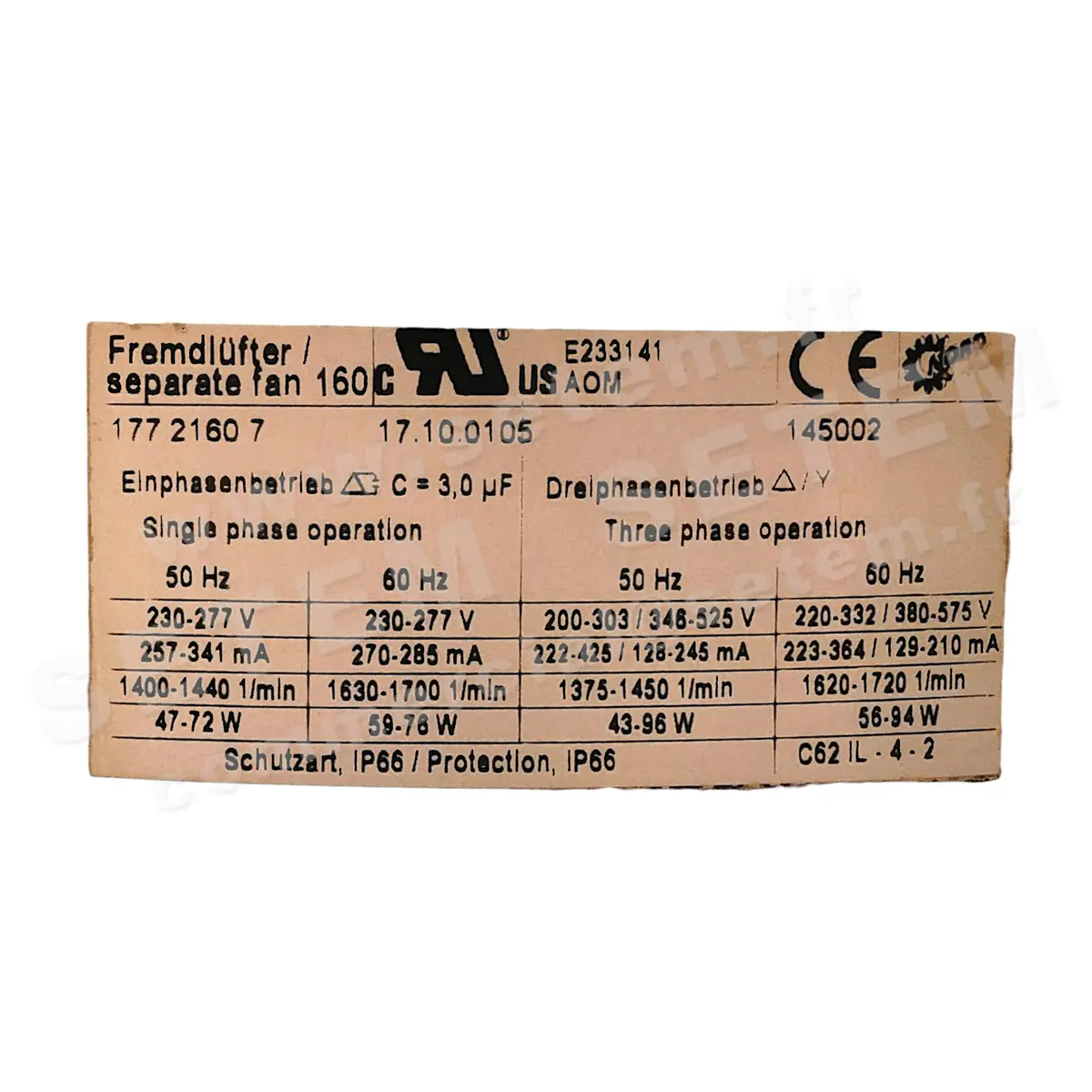 7236000111-VENTILATION FORCEE WISTRO FLAI BG160 KIP66 340LG GNO *17.10.0105*