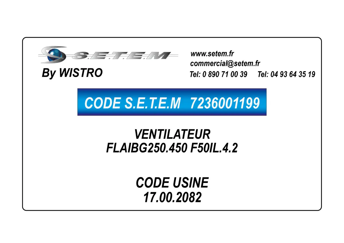 7236001199-VENTILATEUR WISTRO FLAIBG250.450 F50IL.4.2 *17.00.2082*