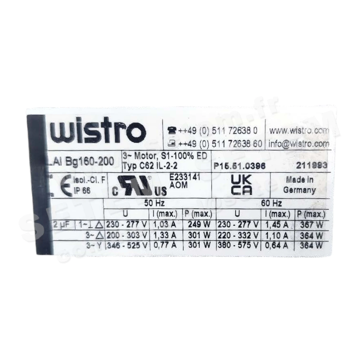 7236001848-VENTILATEUR WISTRO FLAIBG160.200 C62IL.2.2 *P15.51.0396* 3
