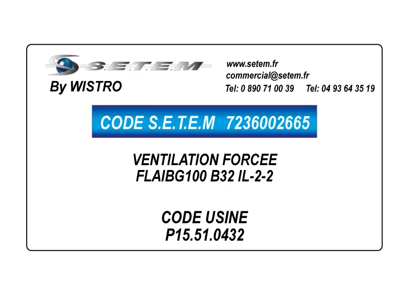 7236002665-VENTILATION FORCEE WISTRO FLAIBG100 B32 IL-2-2 *P15.51.0432* 2
